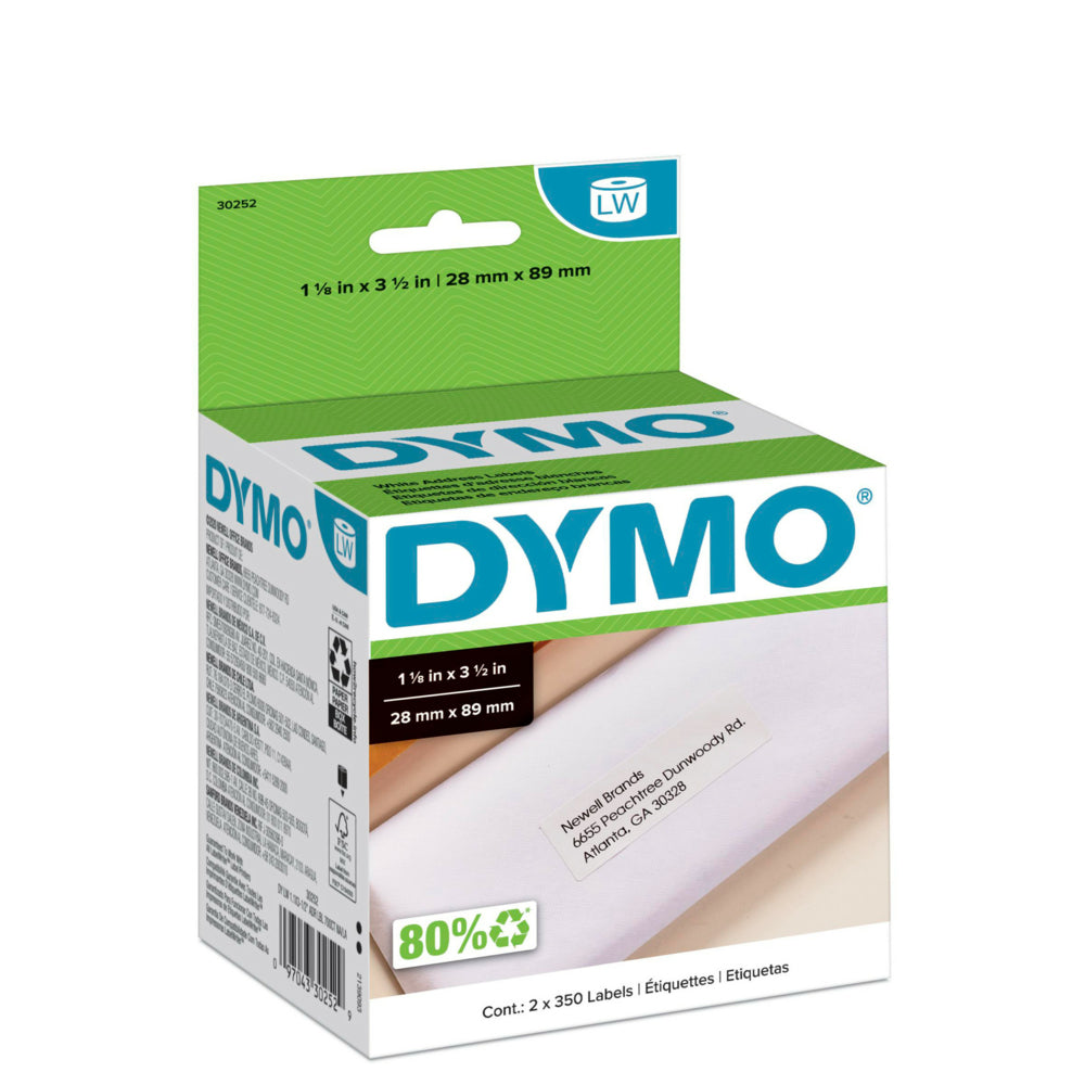Étiquettes d'adresse DYMO LabelWriter, 1-1/8" x 3-1/2", 2 rouleaux