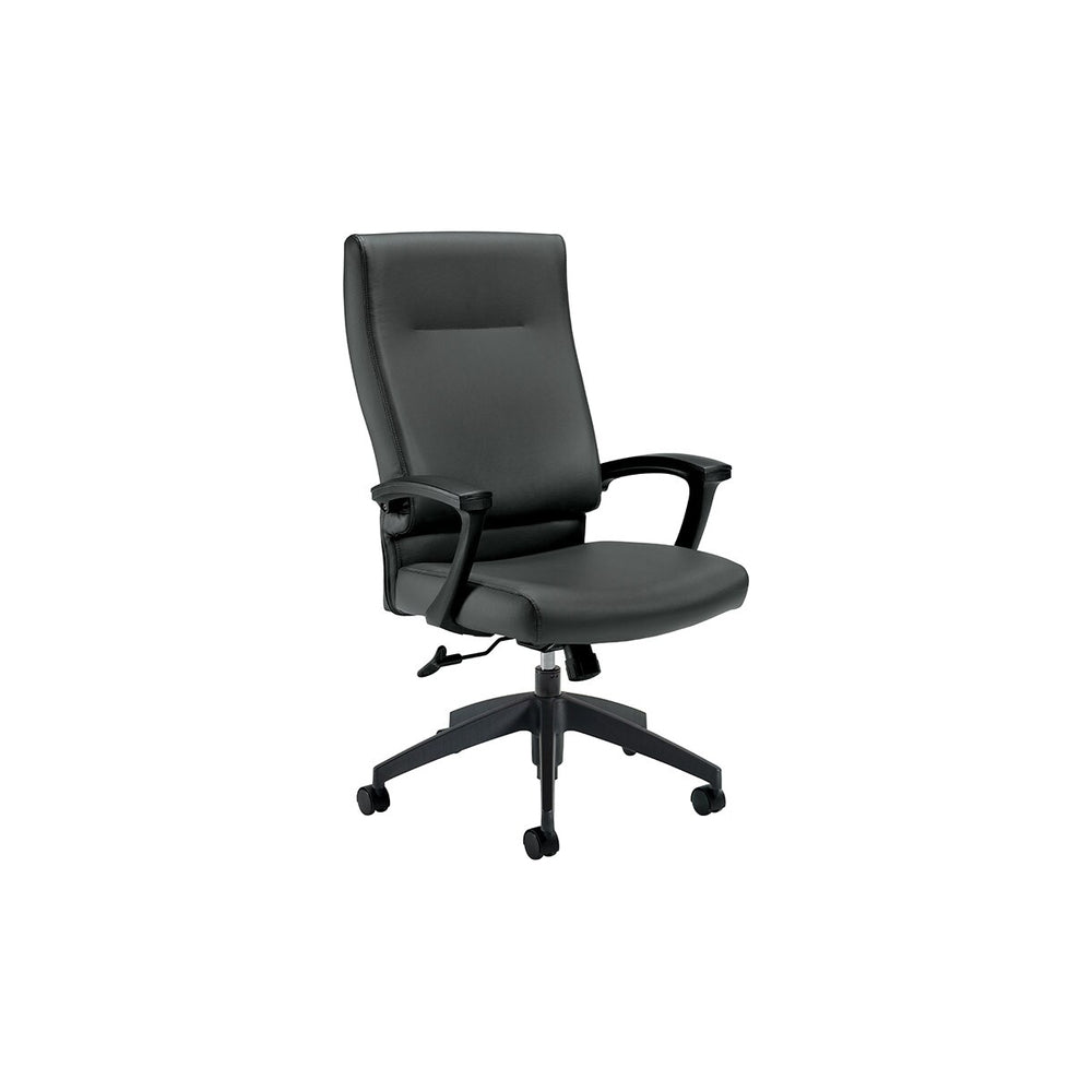 Global Vanier 43" High Back Tilter Chair with Fixed Arms - Luxhide Charcoal