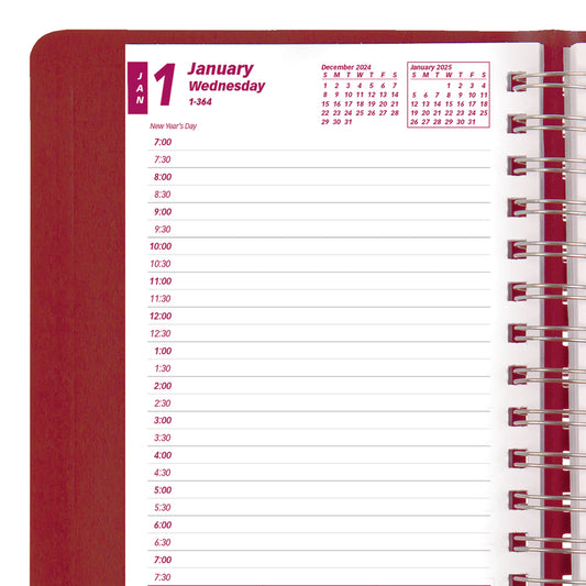 Agenda journalier à double spirale Brownline - 20,3 x 12,7 cm - Rouge - Anglais