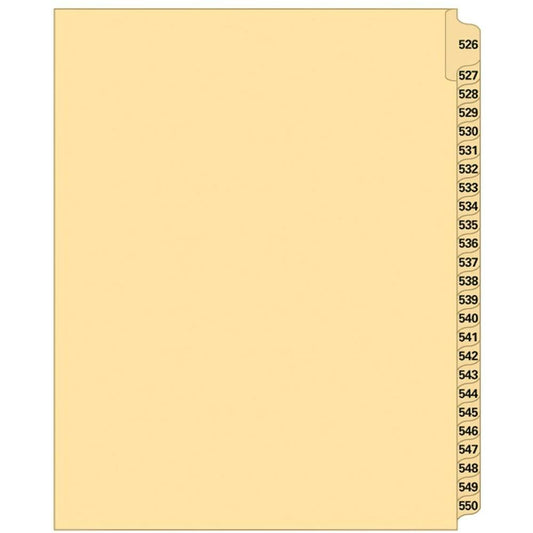 Supreme Litigation Tabs 25th Cut Numeric Set 11" Buff #526-550