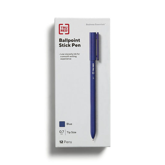 Stylo à bille TRU RED, pointe moyenne, 1,0 mm, bleu, paquet de 12
