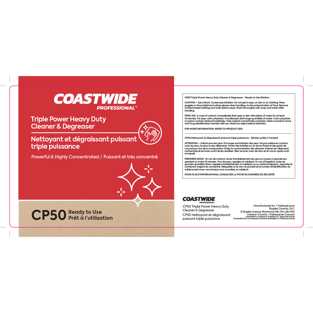 Nettoyant et dégraissant puissant Coastwide Professional CP50 Triple Power Étiquette secondaire