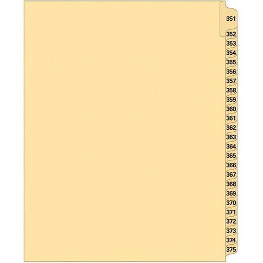 Supreme Litigation Tabs 25th Cut Numeric Set 11" Buff #351-375