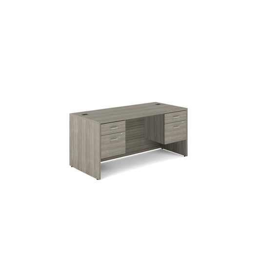 Offices to Go - Newland Double Pedestal Desk - 4 Drawer - 66" W x 30" D - Light Grey