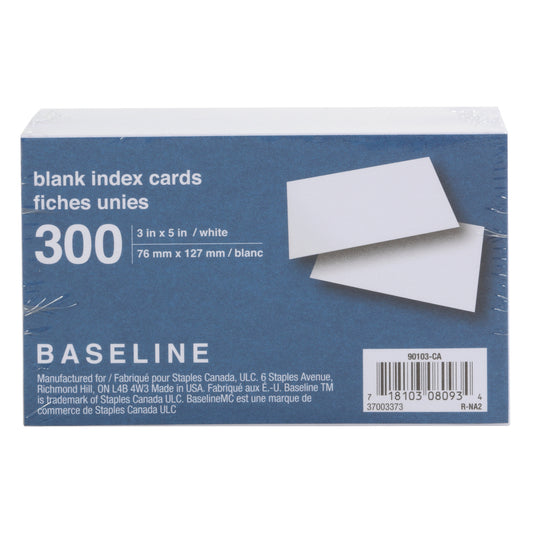 Fiches blanches vierges - 3" x 5"
