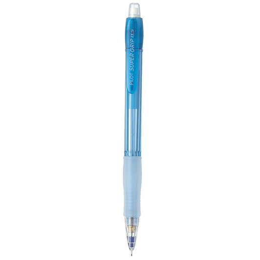 Crayon mécanique Pilot Super Grip à corps transparent - 0,5 mm - Bleu