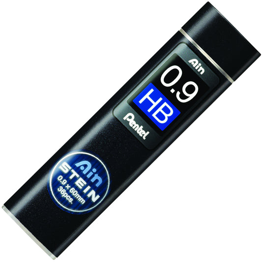 Recharges de mine HB pour porte-mine Pentel Ain Stein - 0,9 mm - 40 recharges/tube - Lot de 12