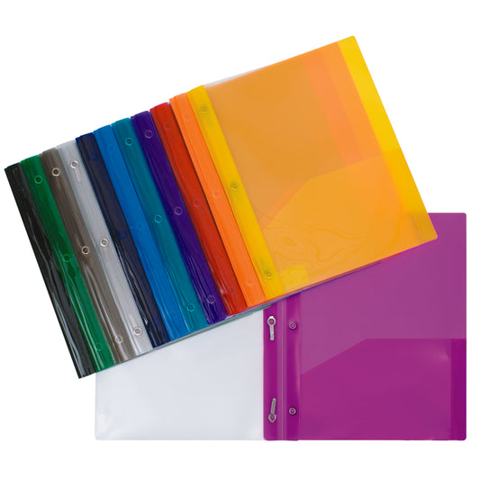 Portefeuille en plastique Geocan avec couverture transparente - À griffes - Couleurs assorties