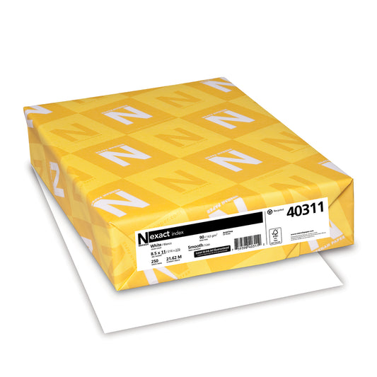 Papier SPC Exact Index n° 90 - 94 brillants - 8,5" x 11" - 21,62 m - Blanc - 250 feuilles