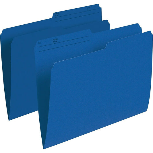 Chemises de classement Staples demi-coupe - Format lettre - Bleu marine - Paquet de 100