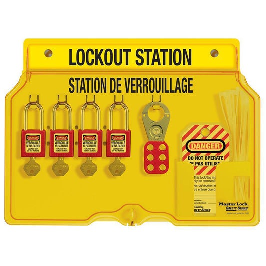 Master Lock 4-Lock Covered Station with 410RED Zenex Thermoplastic Padlocks