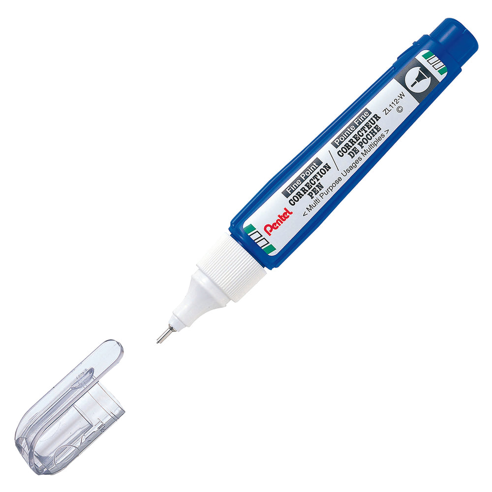 Stylo correcteur Pentel à pointe fine - Pointe métallique - 4,2 ml - Blanc