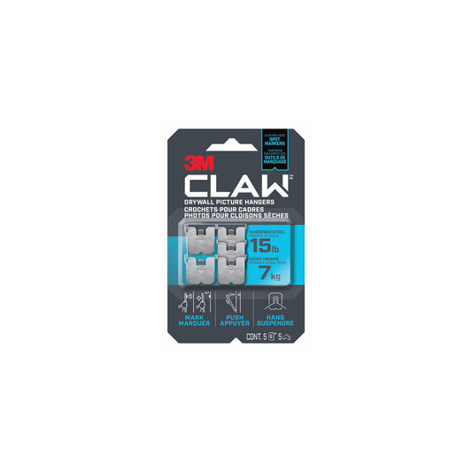 CLAW Drywall Picture Hangers - 15 lb with Temporary Spot Marker -5EF - 5 markers - 5 Pack