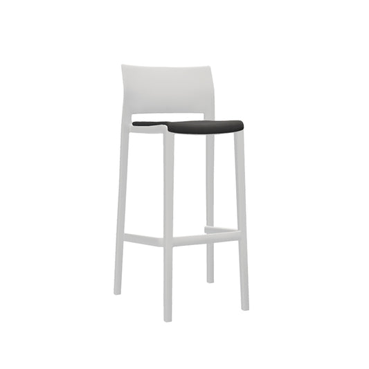 Global Bakhita Armless Bar Stool With Upholstered Seat - White/Grey