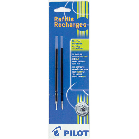 Recharges pour stylo rétractable Pilot BeGreen RexGrip - Pointe fine - 0,7 mm - Encre noire - Lot de 2