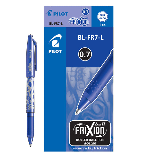 Pilot Frixion Ball Erasable Gel Pens - 0.7mm - Blue - 12 Pack