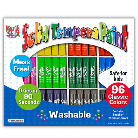Kwik Stix Solid Tempera Paint Stick Class Pack - Classic Colours - 96 Pack