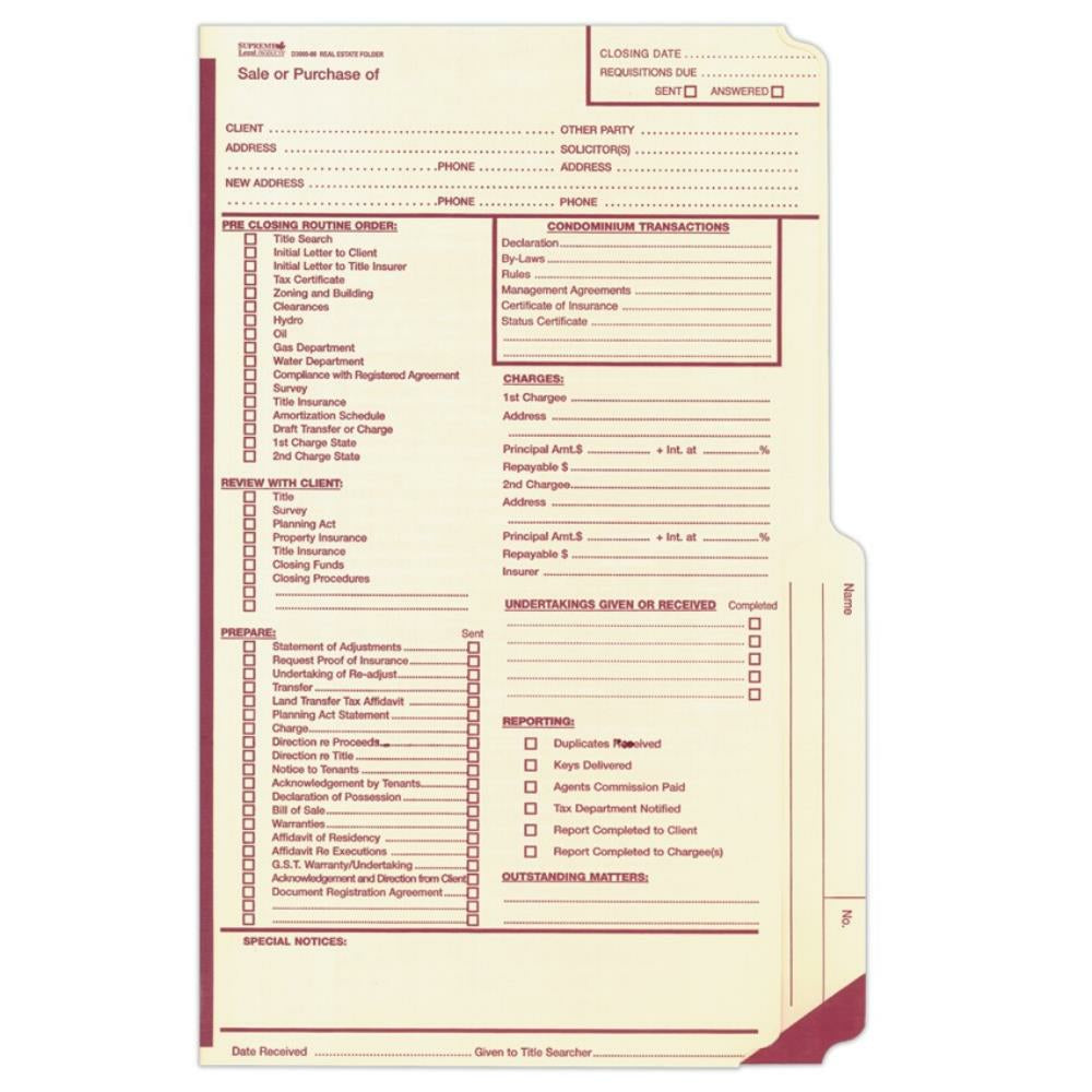 Chemises de classement immobilières Supreme, 100/boîte