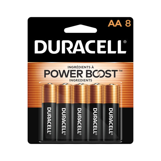 Piles alcalines AA Duracell Coppertop - Paquet de 8