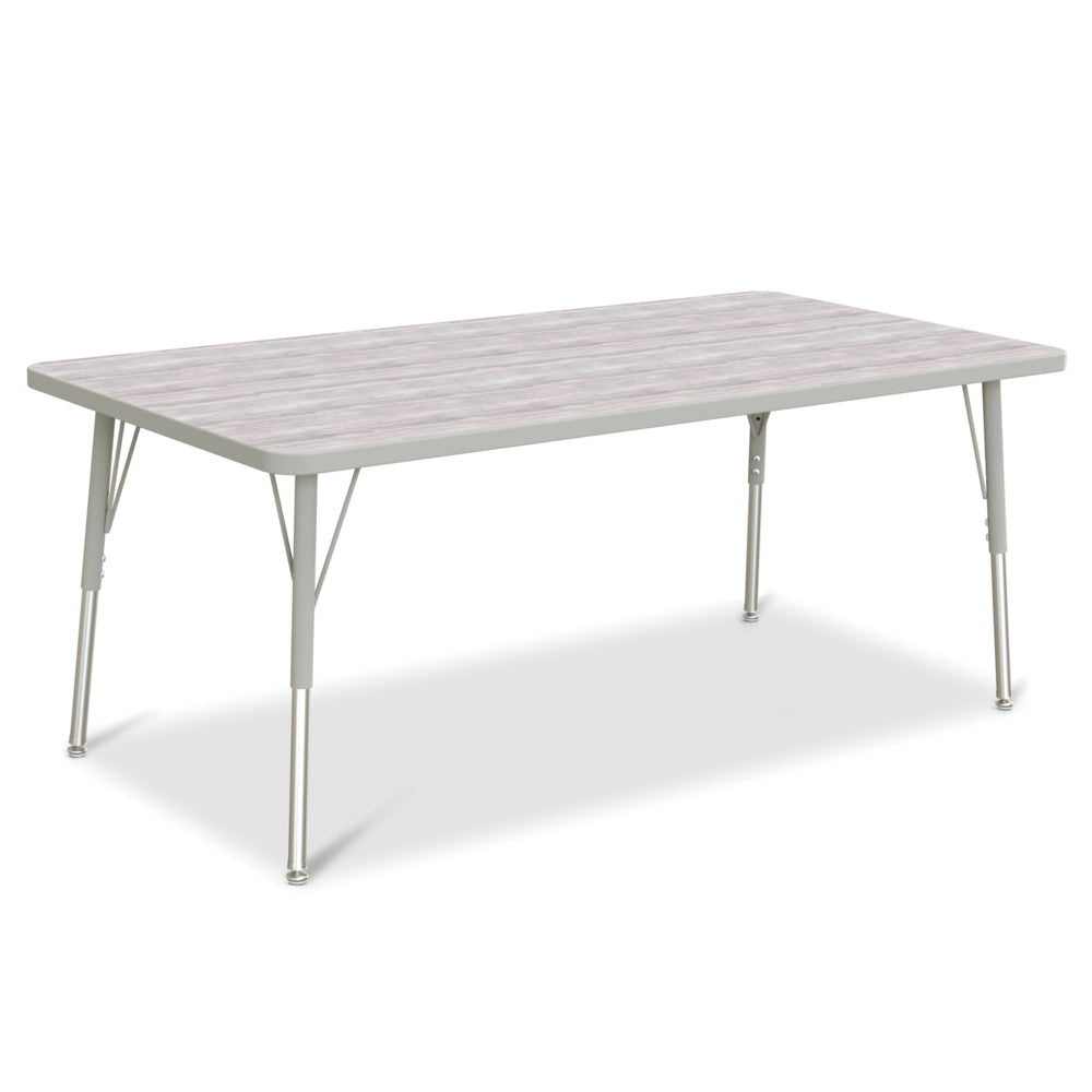 Table d'activités rectangulaire Jonti-Craft Berries - 30" x 60" - 24-31"H - Gris bois flotté/gris