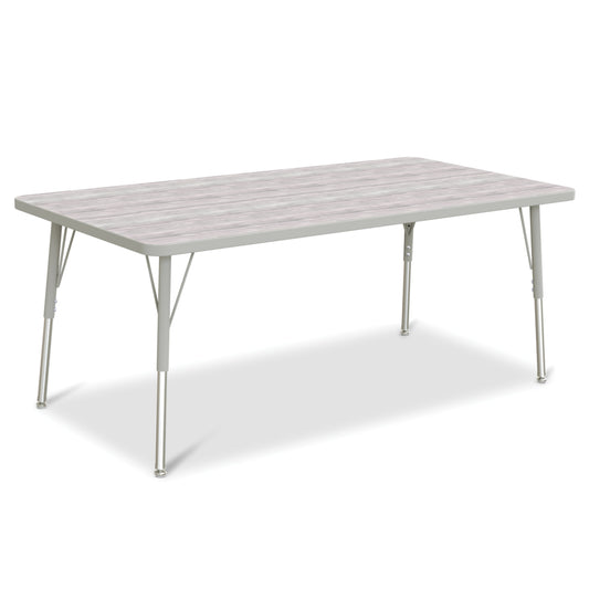 Jonti-Craft Berries Rectangle Activity Table - 30" x 60" - 24-31"H - Driftwood Grey/Grey