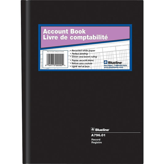 Carnet de notes Blueline A-796.01, couverture rigide avec reliure et pages numérotées, 26,5 x 19,5 cm, 200 pages