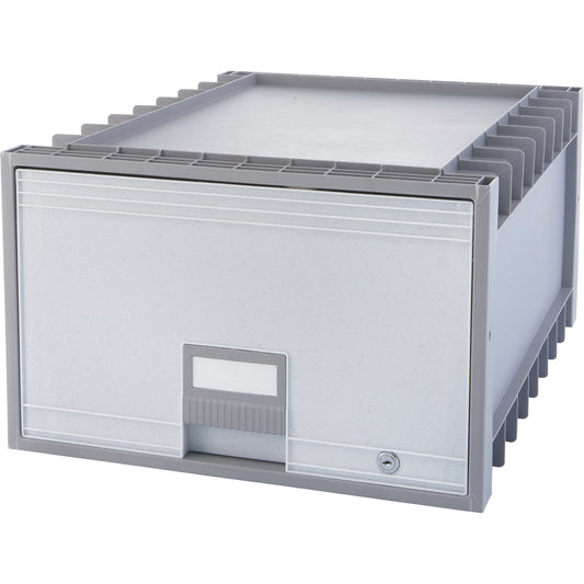 Storex Plastic Archive Filing Drawer with Lock, Legal Size - Grey/Granite