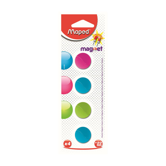 Aimants ronds Maped 22 mm - Couleurs assorties - Lot de 4