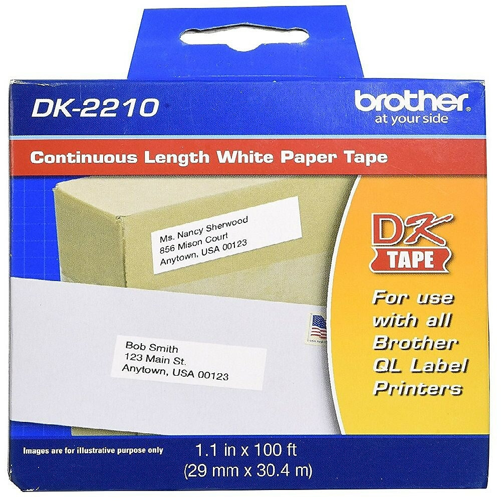 Brother Continuous Length Paper Tape, Black on White (DK2210)
