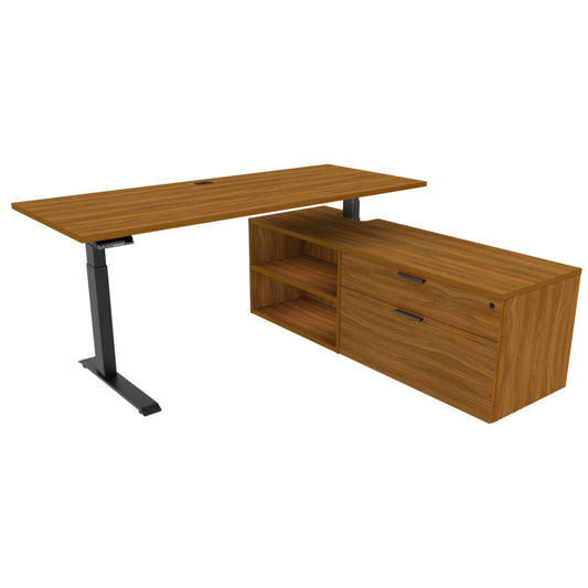 Heartwood HDL Levels Height Adjustable Desk With Hidden Foot and Storage - Black Walnut Black