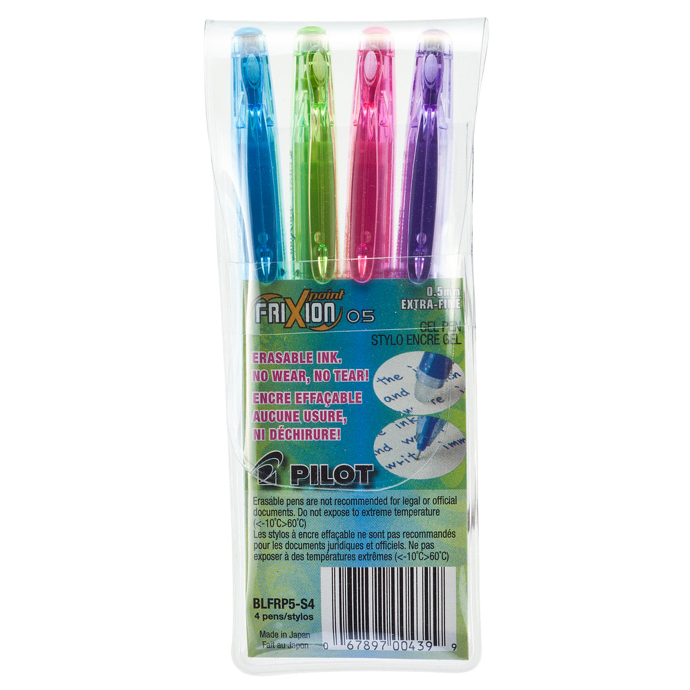 Stylos roller effaçables Pilot Frixion Point - 0,5 mm - Couleurs assorties - Lot de 4