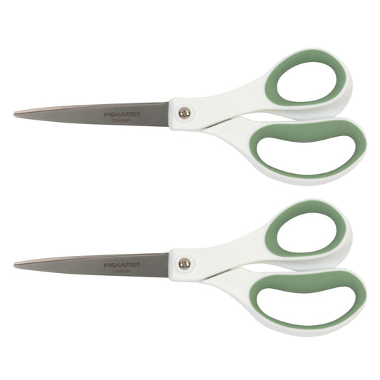 Ciseaux droits Fiskars 8" Softgrip Titanium - Assortiment - Lot de 2