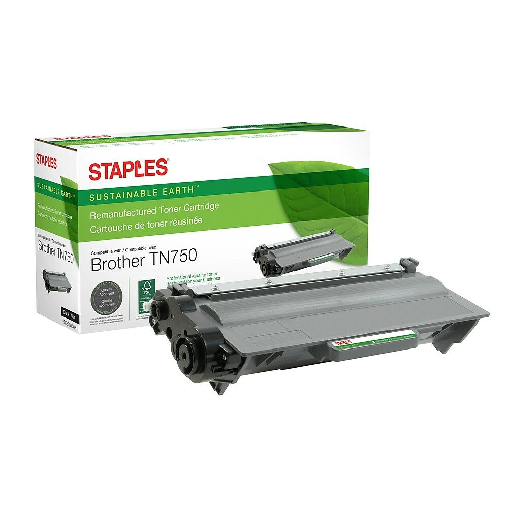 Staples Sustainable Earth Reman Toner Cartridge - Brother TN750 Black - High Yield