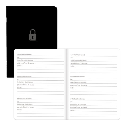 Blueline Internet Password Logbook - 5" x 3-1/2" - 64 Pages - Black