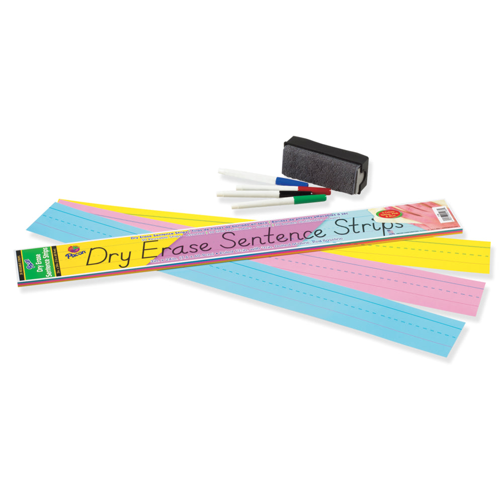 Pacon Dry-Erase Sentence Strips 3" x 24" Assorted