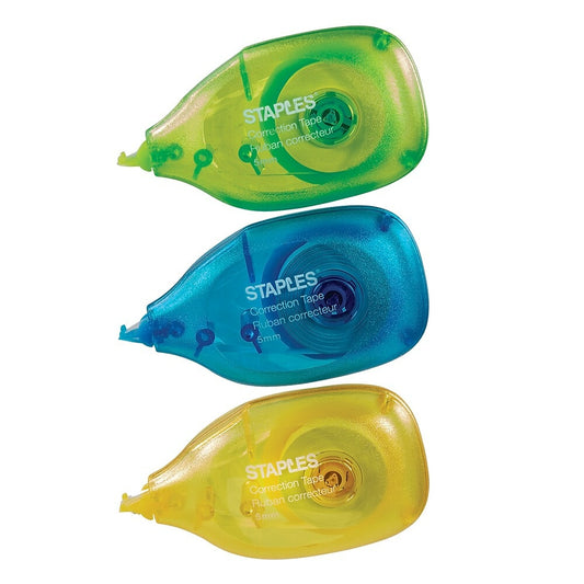 Mini ruban correcteur Staples - Lot de 3