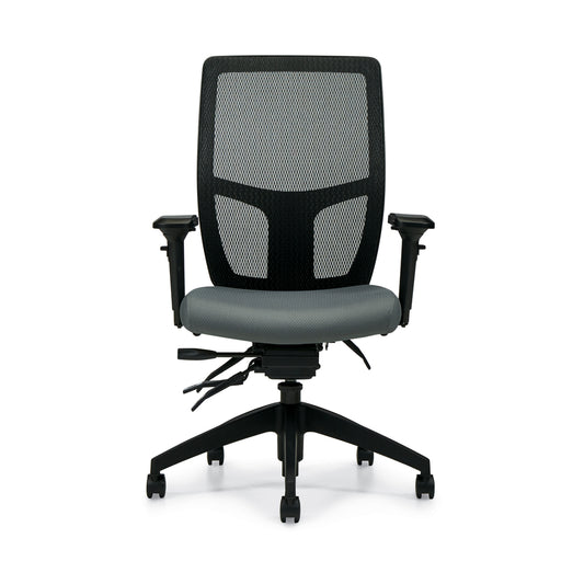 Global Mirage High-Back Tilter Office Chair - Ironwork Terrace Fabric - Grey
