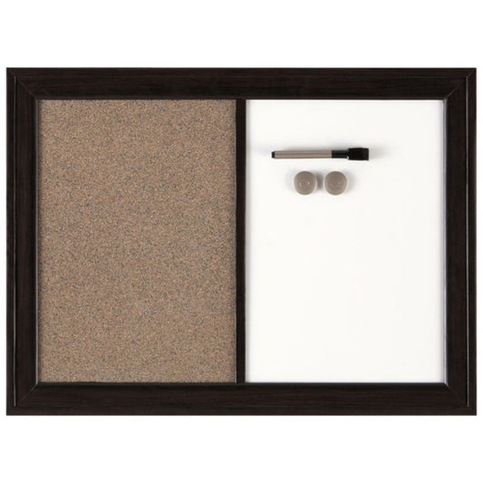 Quartet Espresso Combination Board, Bulletin and Magnetic Dry-Erase, Espresso Frame, 17" x 23"