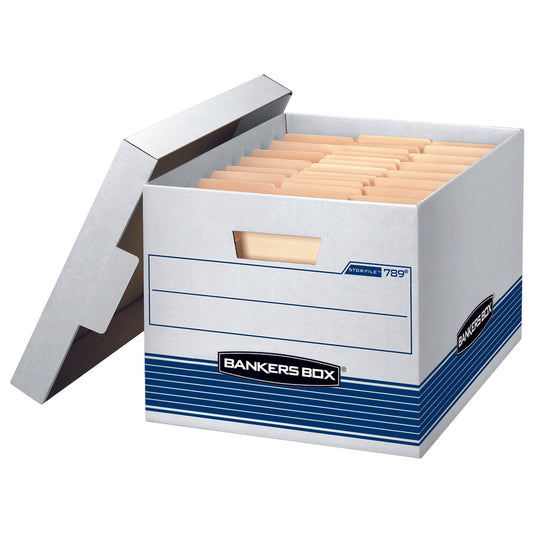 Fellowes Bankers Box Quick/Stor Storage Box - Letter/Legal Size - White/Blue