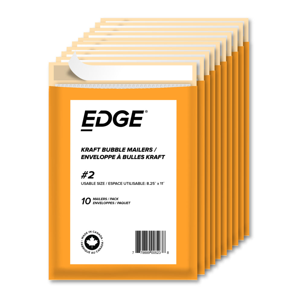 SPC EDGE Bubble Mailer #2 Kraft - 8.5" L x 12" W - 10 Pack