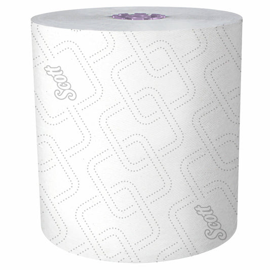 Essuie-tout Scott Essential haute capacité en rouleau rigide – Non perforés – avec design surélevé et poches absorbantes – pour distributeurs Purple Core – Blanc – Lot de 6