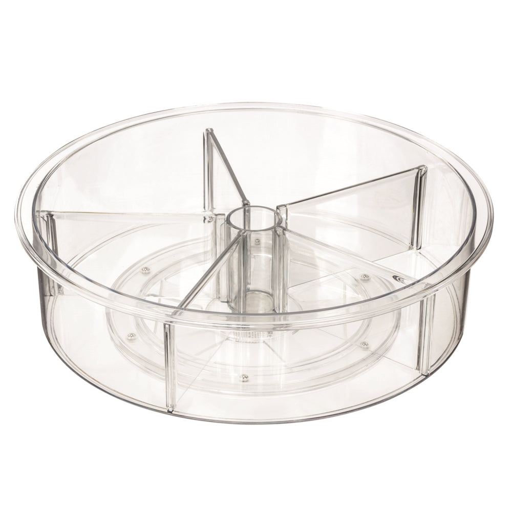 Boîte rotative en acrylique Gry Mattr avec 5 compartiments – 30,5 cm (L) x 30,5 cm (l) x 8,4 cm (P) – Transparente