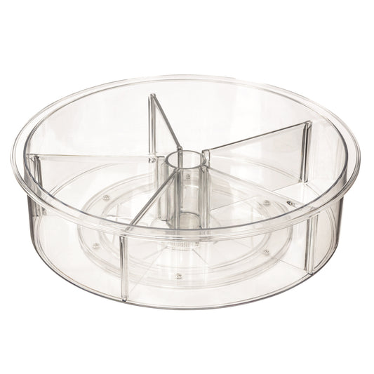 Boîte rotative en acrylique Gry Mattr avec 5 compartiments – 30,5 cm (L) x 30,5 cm (l) x 8,4 cm (P) – Transparente