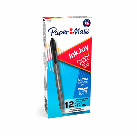 Paper Mate InkJoy 100 RT Ballpoint Pens - 1.0mm - Black - 12 Pack