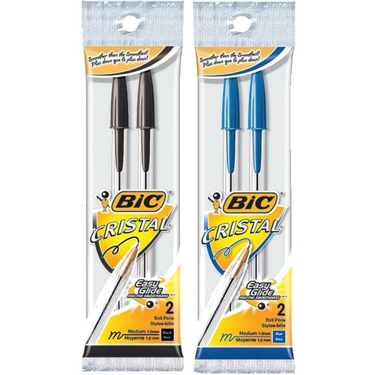 BIC Cristal Extra Smooth Ballpoint Pen -  Medium Point (1.0mm) -  Blue -  2 Pack