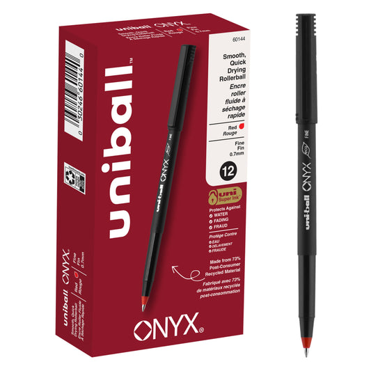 Stylos roller Uni-Ball - Pointe fine (0,7 mm) - Rouge - Lot de 12