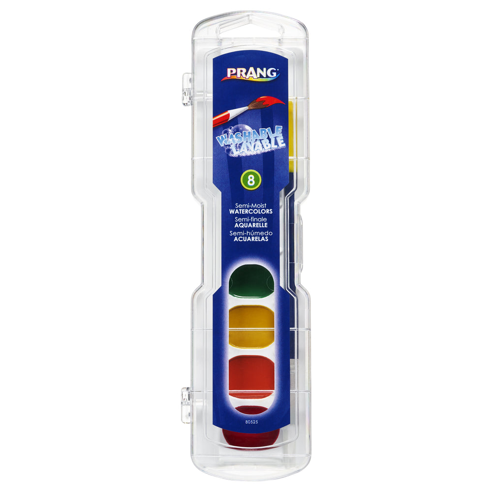 Prang Washable Watercolour Set with Brush - Assorted Colours - 8 Pack
