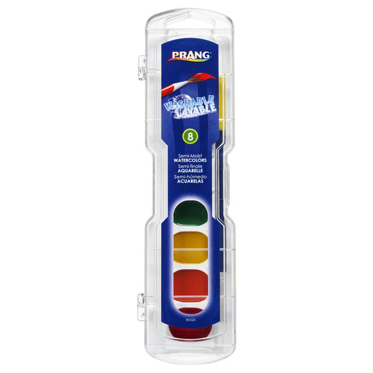 Coffret aquarelle lavable Prang avec pinceau – Couleurs assorties – Lot de 8