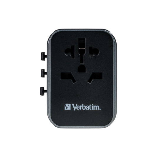 Verbatim Universal Travel Adapter 30 W - 3.50" L x 2.20" W x 4.10" H - Black