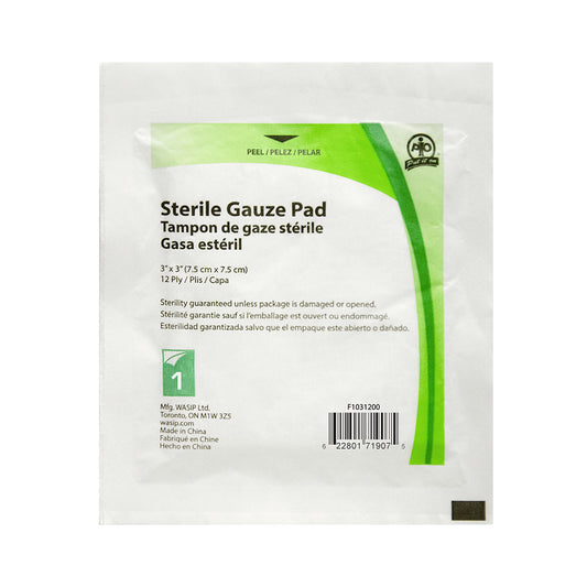 Compresses de gaze Wasip - 7,5 cm x 7,5 cm - Paquet de 6